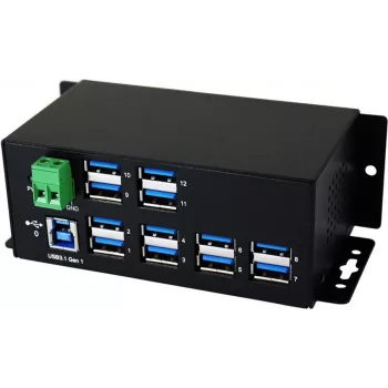 EXSYS EX-1112HMS 12-Port USB 3.2 Gen 1 Industrial DIN-Rail Hub