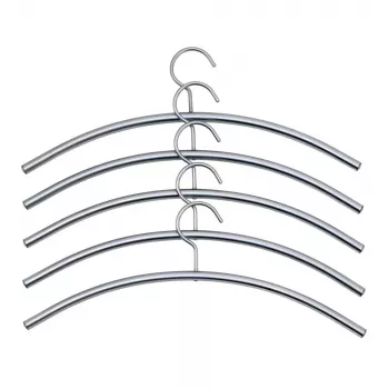KERKMANN vješalica od čelika, aluminij srebrna, debljine 10 mm, dužine 460 mm, zakrivljena, 5 komada (6219)