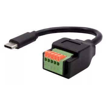 EXSYS USB-C utikač na 5-pinski terminalni blok adapter kabel s tipkalom, USB 2.0, 15 cm EX-49123