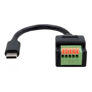 EXSYS USB-C utikač na 5-pinski terminalni blok adapter kabel s tipkalom, USB 2.0, 15 cm EX-49123