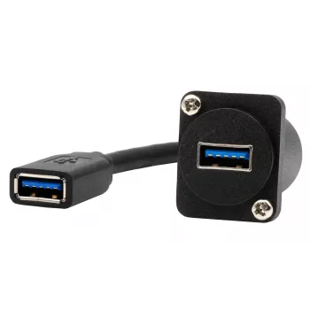 EXSYS EX-49165 D-tip ugradbena USB-A utičnica na utičnicu kabelski adapter, USB 3.2 Gen 1, 20 cm