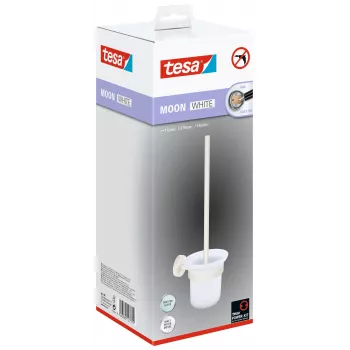 tesa MOON WHITE set četke za WC i držača, samoljepljivi, metal, mat bijela 40571-00000-00