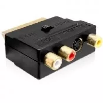 Wentronic Goobay SCART adapter, SCART utikač na 3 RCA utičnice + 4-Pin Mini-DIN utičnica, crni 50499