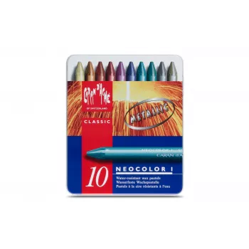 Caran d'Ache Neocolor I Metallic voštane bojice, set od 10, okrugle s papirnatim omotom 7004.310