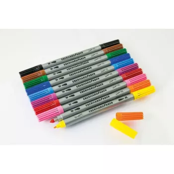 Faber-Castell Eberhard Faber COLORI set dvostranih vlaknastih markera, 10 različitih boja, 2,0 mm fine i 3,0-4,0 mm široke vrhove, kartonska kutija 550010