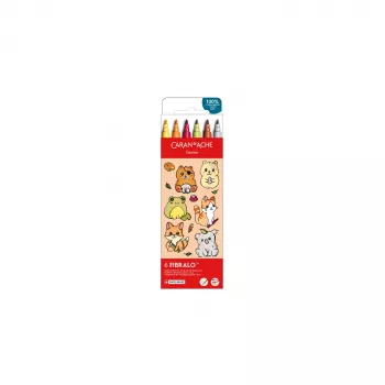 Caran d'Ache Fibralo Kawaii Animals flomasteri, 6 komada, tinta na bazi vode, akvarelni efekt 185.803