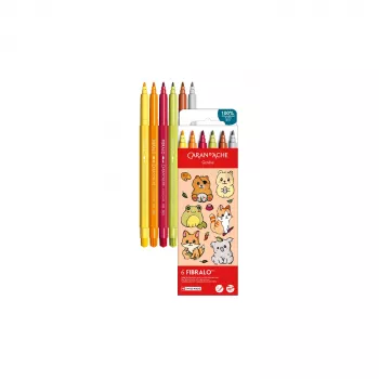 Caran d'Ache Fibralo Kawaii Animals flomasteri, 6 komada, tinta na bazi vode, akvarelni efekt 185.803