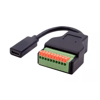 EXSYS EX-49124 USB-C ženski na 10-pinski adapter kabel s vijčanim terminalom i tipkom, USB 3.2 Gen 1, 15 cm