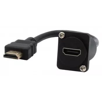 EXSYS EX-49162 HDMI Type-A utičnica na utikač adapterski kabel, 20 cm, 4K, High Speed s Ethernetom, crni
