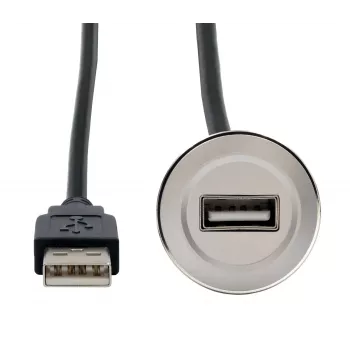 EXSYS EX-49181 Panel-Mount USB 2.0 produžni kabel, USB-A utičnica na USB-A utikač, 30 cm, metalna ploča