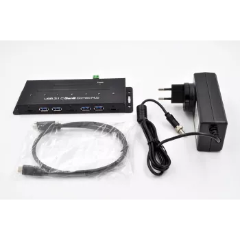 EXSYS EX-1247HMVS 7-portni USB 3.2 Gen 2 industrijski hub s montažom na DIN tračnicu