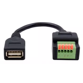 EXSYS EX-49128 USB-A ženski na 5-pinski adapter kabel s vijčanim terminalom i tipkom, USB 2.0, 15 cm