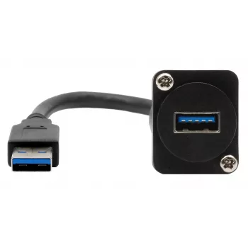 EXSYS EX-49164 USB 3.2 Gen 1 D-tip ugradbeni adapter kabel, USB-A utikač na utičnicu, 20 cm, crni