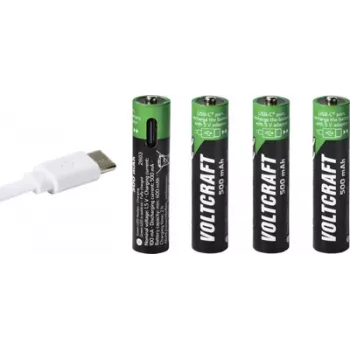 VOLTCRAFT Micro (AAA) Li-Ion Rechargeable Battery 500 mAh 1.5 V 4 Pack (VC-17275565)