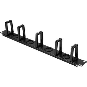 Renkforce RF-7116970 19 inch 1U Rotatable Cable Management Panel with 360° Cable Guide Fingers, Black