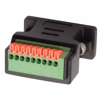 EXSYS EX-49111 9-pinski D-Sub ženski adapter na 9-pinski vijčani priključni blok s tipkalom, sivi