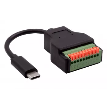 EXSYS EX-49125 USB-C muški adapter kabel na 10-pinski priključni blok s tipkalom, 15 cm, USB 3.2 Gen 1