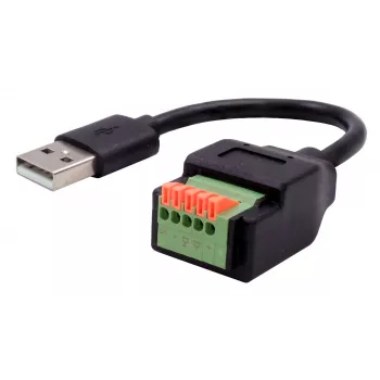 EXSYS USB-A utikač na 5-pinski terminalni blok adapterski kabel s tipkalom, USB 2.0, 15 cm EX-49129