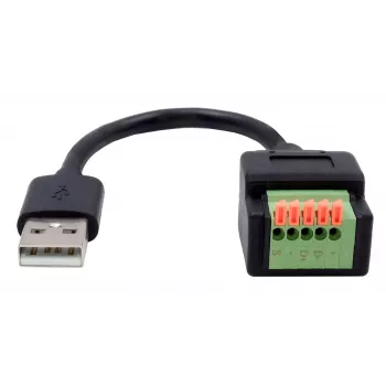 EXSYS USB-A utikač na 5-pinski terminalni blok adapterski kabel s tipkalom, USB 2.0, 15 cm EX-49129