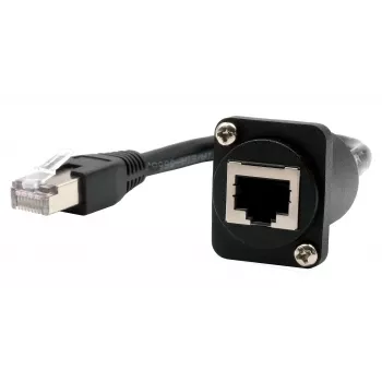 EXSYS D-tip RJ45 utičnica na utikač adapterski kabel, CAT.5e, 20 cm, crni EX-49159