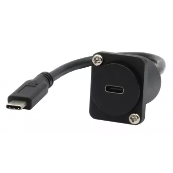 EXSYS EX-49166 D-tip USB-C utičnica na utikač adapterski kabel, USB 3.2 Gen 2, 20 cm, crni