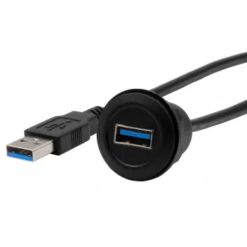 EXSYS EX-49220 USB 3.2 Gen 1 adapterski kabel za ugradnju, USB-A utičnica na utikač, 30 cm, crni