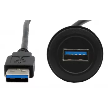 EXSYS EX-49220 USB 3.2 Gen 1 adapterski kabel za ugradnju, USB-A utičnica na utikač, 30 cm, crni