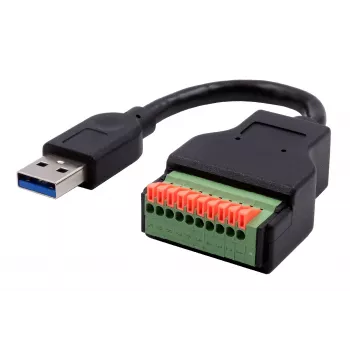 EXSYS EX-49127 USB-A utikač na 10-pinski terminalblock adapterski kabel s tipkom, USB 3.2 Gen 1, 15 cm