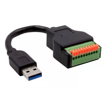 EXSYS EX-49127 USB-A utikač na 10-pinski terminalblock adapterski kabel s tipkom, USB 3.2 Gen 1, 15 cm