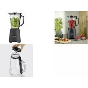 SEVERIN blender SM 3722, 600 W, mat crni, uklonjiva 1,5 L staklena posuda bez BPA, poklopac s mjernom čašom, oštrice od nehrđajućeg čelika, 2 brzine, pulsna funkcija, usitnjavanje leda
