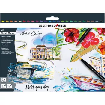 Faber-Castell Eberhard Faber Artist Color set dvostrukih brush penova s 24 flomastera, fineliner i brush vrhovi, razne boje 558224