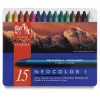 Caran d'Ache Neocolor I voštane bojice, 15 različitih boja, okrugle, papirni omot, metalna kutija 7000.315