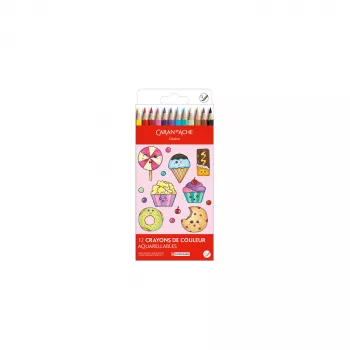 Caran d'Ache Swisscolor Kawaii Candy akvarelne olovke, set od 12, šesterokutne, cedrovina 1285.802