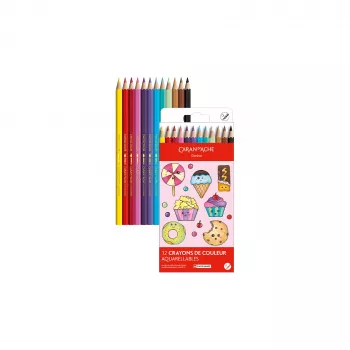 Caran d'Ache Swisscolor Kawaii Candy akvarelne olovke, set od 12, šesterokutne, cedrovina 1285.802