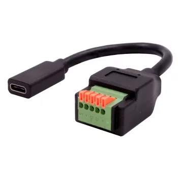 EXSYS EX-49122 USB-C utičnica na 5-pinski priključni blok adapter s tipkom, USB 2.0, 15 cm