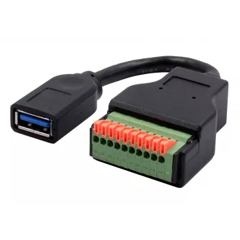 EXSYS EX-49126 USB-A utičnica na 10-pinsku terminalnu letvicu adapterski kabel s tipkalom, USB 3.2 Gen 1, 15 cm