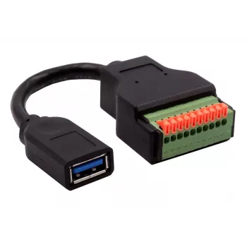 EXSYS EX-49126 USB-A utičnica na 10-pinsku terminalnu letvicu adapterski kabel s tipkalom, USB 3.2 Gen 1, 15 cm