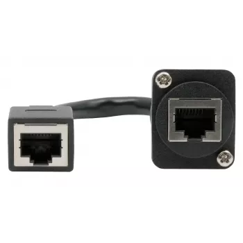 EXSYS D-tip ugradbena RJ45 spojnica, utičnica na utičnicu, CAT.5e, 20 cm, oklopljena, crna EX-49160