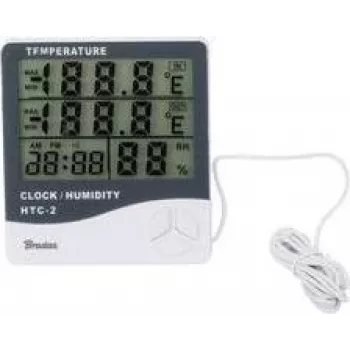 Bradas WL-M21 White Line Digital Weather Station with Wireless Outdoor Temperature Sensor, Indoor/Outdoor Temperature -10°C to 70°C, White