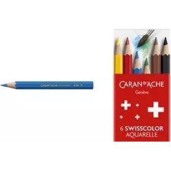 Caran d'Ache Swisscolor Aquarelle akvarelne bojice topive u vodi, set od 6, cedrovina, šesterokutne 1286.806