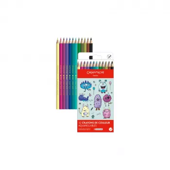 Caran d'Ache Swisscolor Kawaii Monsters bojice topive u vodi, set od 12, šesterokutna cedrovina 1285.801