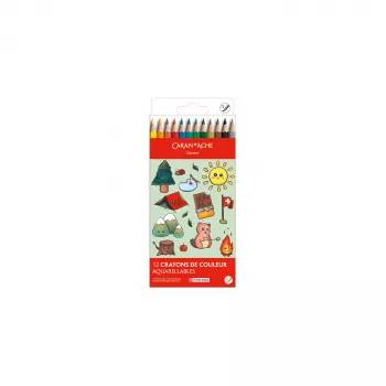 Caran d'Ache Swisscolor Kawaii Swiss akvarelne bojice, set od 12, cedrovina, šesterokutne 1285.804