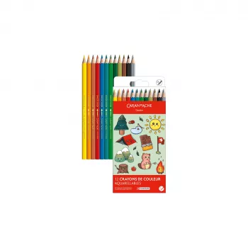 Caran d'Ache Swisscolor Kawaii Swiss akvarelne bojice, set od 12, cedrovina, šesterokutne 1285.804