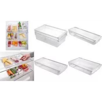 Metaltex Frigo-System Organizer, Small, with Lid, Transparent, Polystyrene PS, 1 Piece (235412000)