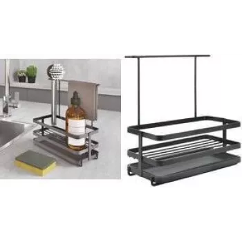 Metaltex Tokyo LAVA organizator za sudoper, mat crni, metal, otporan na hrđu, otporan na udarce, 1 komad 352902000