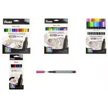 Pentel Arts Pointliner Fineliner Pen Set, 0.4 mm, Assorted Colours, 6-Pack S40-6