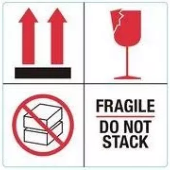 RILLPRINT 76930 etikete upozorenja FRAGILE / DO NOT STACK, trajno ljepilo, papir, bijelo-crveno-crne, 100 x 50 mm, 500 etiketa po roli