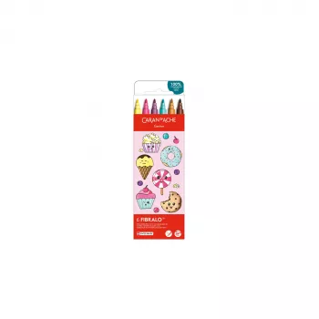 CARAN D'ACHE Fibralo Kawaii Candy flomasteri, set od 6, na bazi vode, tinta topljiva u vodi, za suhu ili mokru upotrebu (185.802)