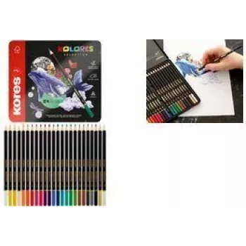 Kores KOLORES SELECTION trokutaste bojice, 24 različite boje, lipovo drvo, potpuno lijepljena mina, otporne na lomljenje, ergonomske BB93325