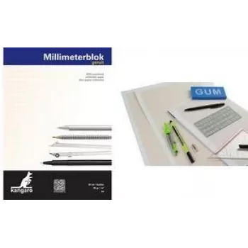 Kangaro blok milimetarskog papira A3, 80 g/m², 25 listova, bijelo/narančasto 1 mm raster (K-5595)